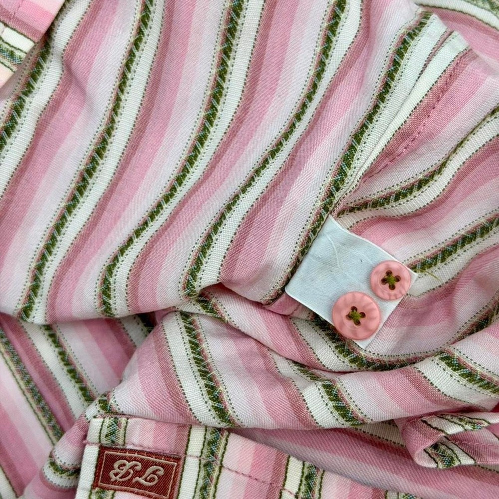 90s Tommy Bahama Tencel Lyocell Vertical Stripe Button Up - Picture 4 of 8